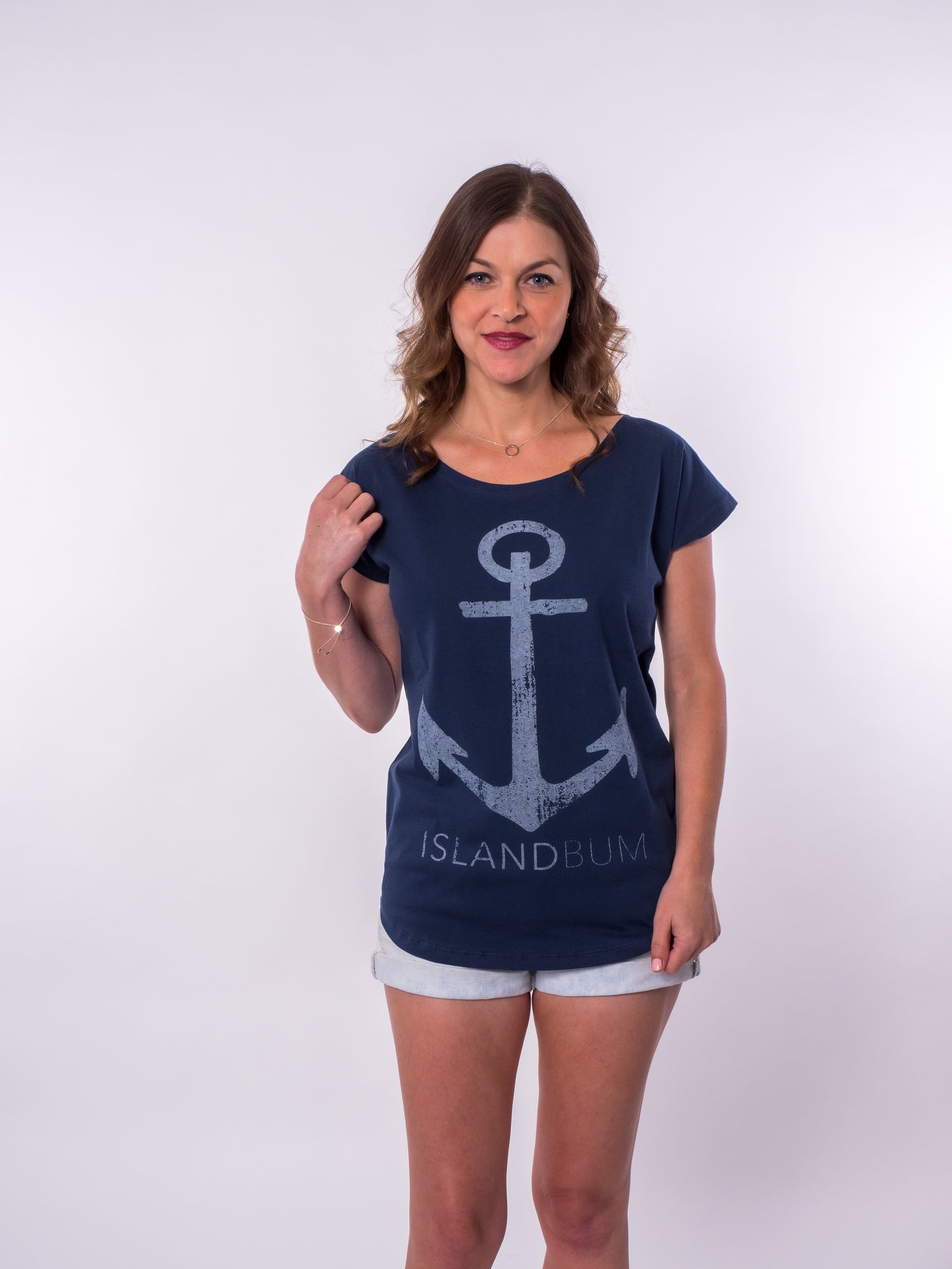 Anchor Scoop Neck Tee - Classic Blue