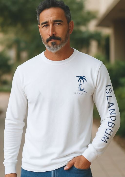 Signature Long Sleeve Island Bum T-shirt - White