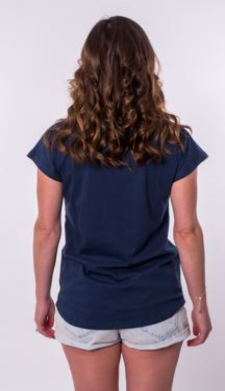 Mrs. Joe Scoop Neck Tee - Classic Blue