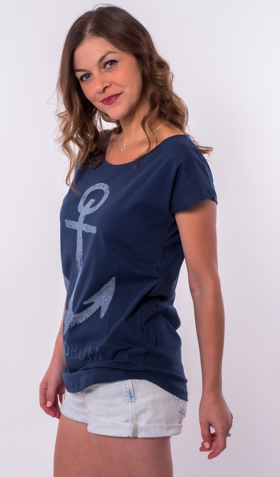 Anchor Scoop Neck Tee - Classic Blue