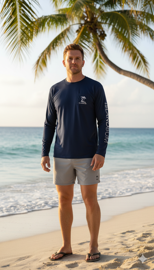 UPF 50 Performance Pocket L/S Shirt - Navy Blue