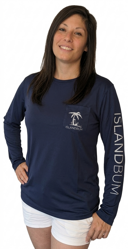 UPF 50 Performance Pocket L/S Shirt - Navy Blue