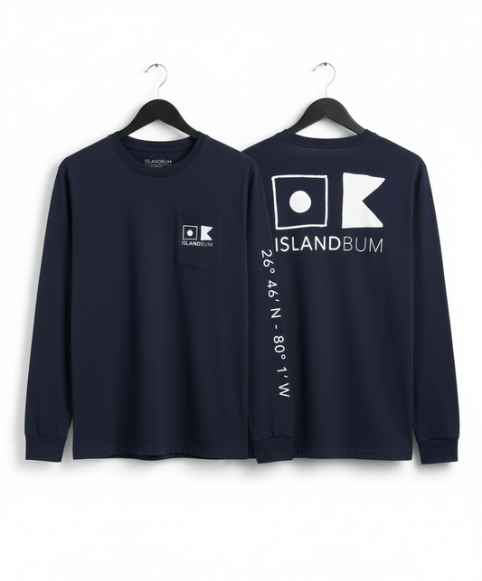 UPF 50 Nautical Flag Pocket L/S Shirt - Navy Blue