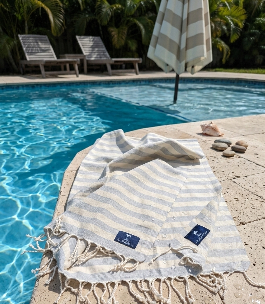 Classic Stripe Turkish Towel - Light Blue