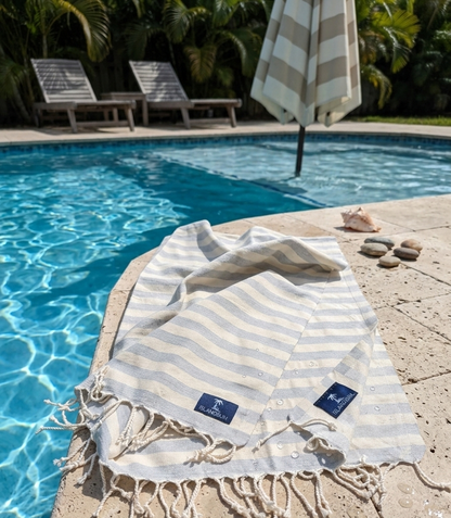 Classic Stripe Turkish Towel - Light Blue
