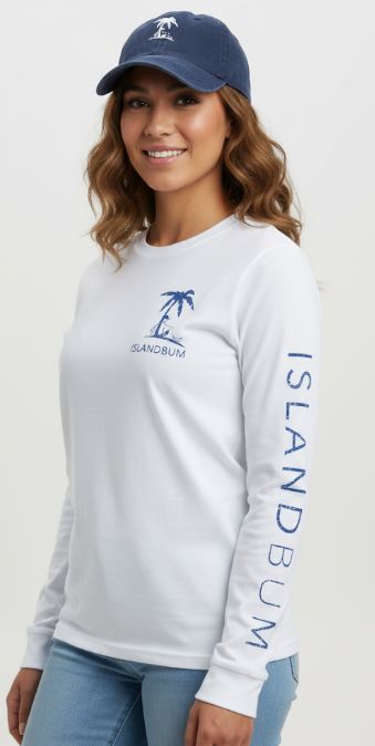 Signature Long Sleeve Island Bum T-shirt - White