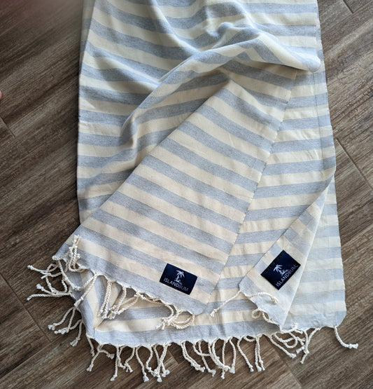 Classic Stripe Turkish Towel - Light Blue