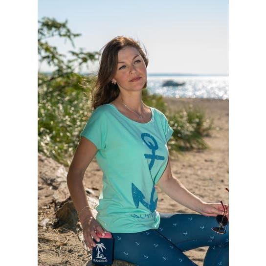 Anchor Scoop Neck Tee - Seafoam - Apparel