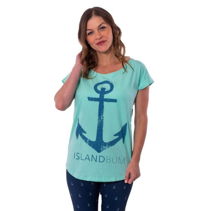 Anchor Scoop Neck Tee - Seafoam - Apparel