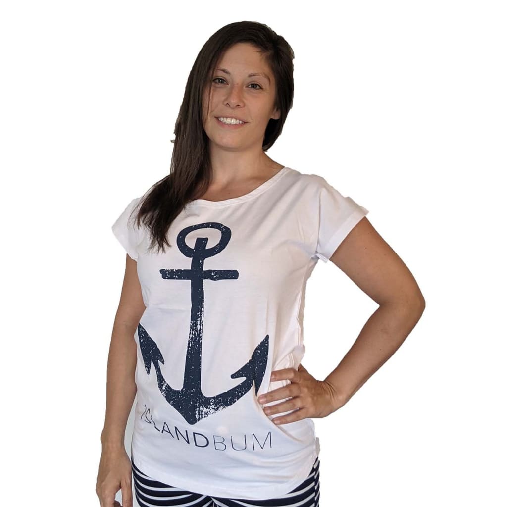 Anchor Scoop Neck Tee - White - Apparel