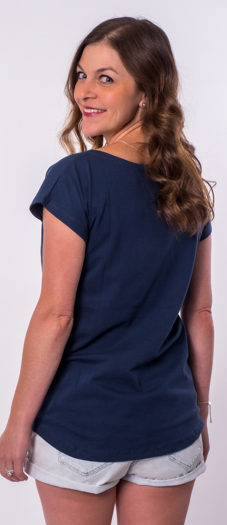 Anchor Scoop Neck Tee - Classic Blue
