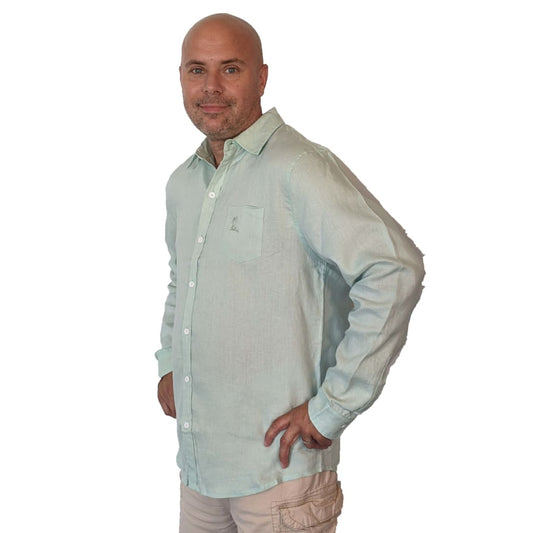 Signature Pocket Linen L/S - Seafoam - Apparel