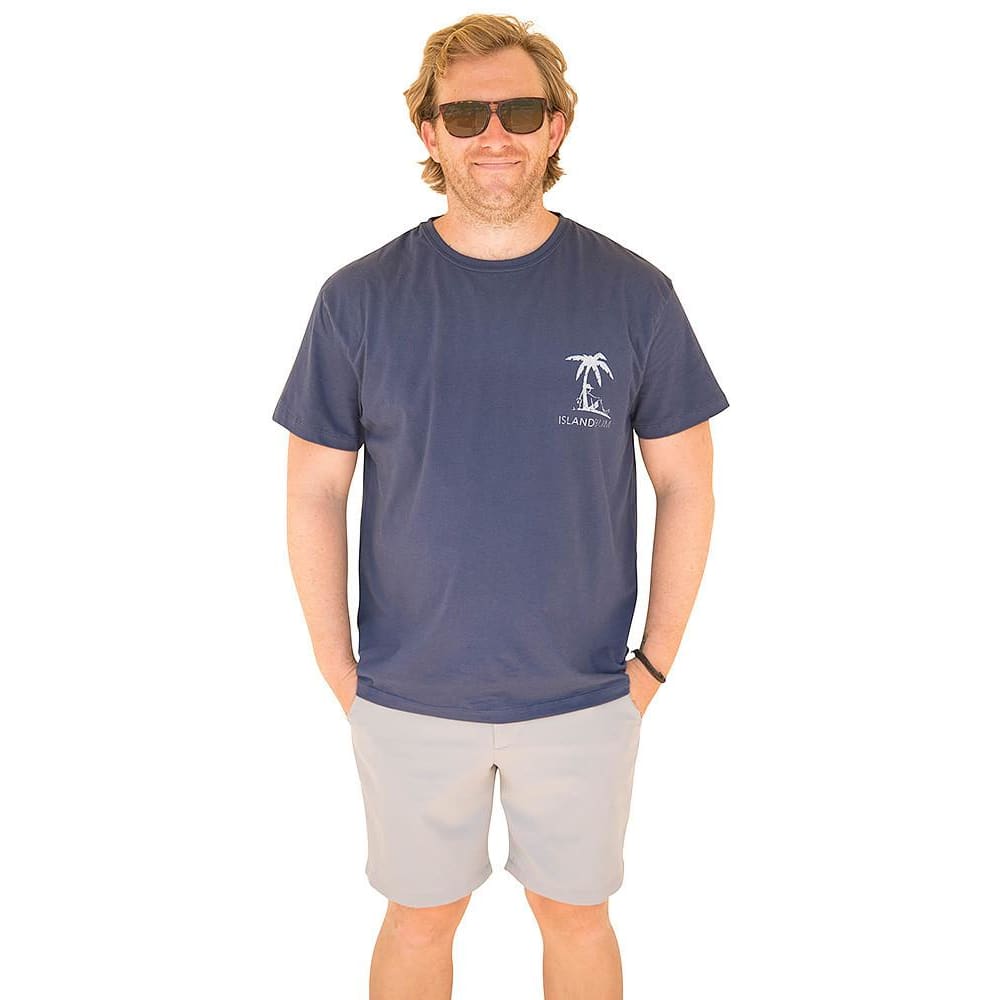 Island Bum Tiki Joe Chest T-Shirt Blue