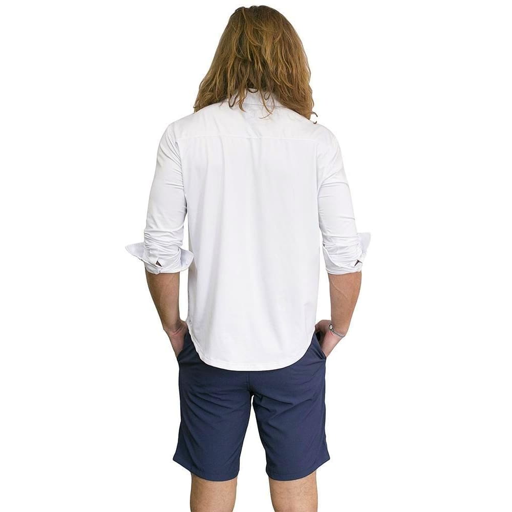 UPF 50 Performance Pocket Button Up L/S Shirt White