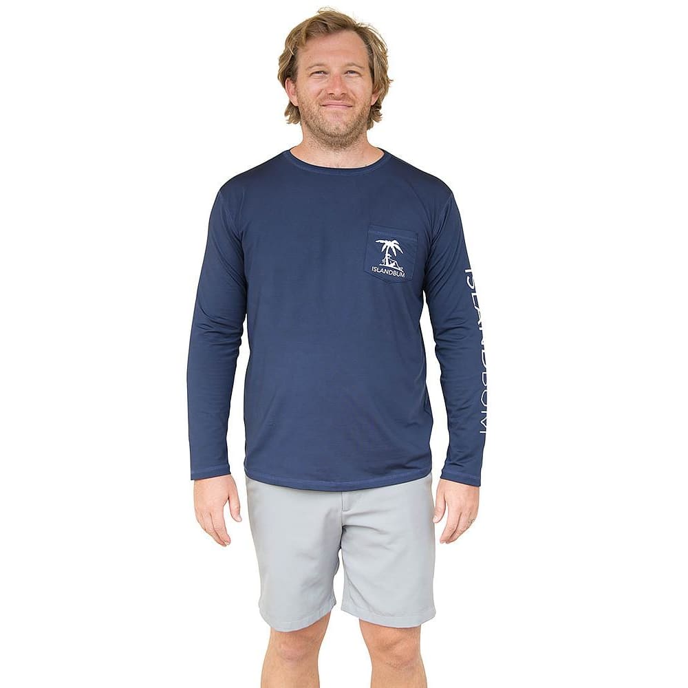 Island Bum Performance Pocket Long Sleeve Navy Blue